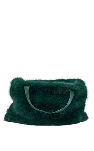 CONFIDANTE-EMERALD FAUX FUR HANDBAG