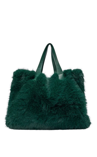 CONFIDANTE-EMERALD FAUX FUR HANDBAG