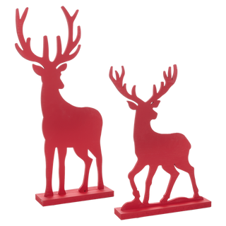 Red Woodland Deer Christmas Accent