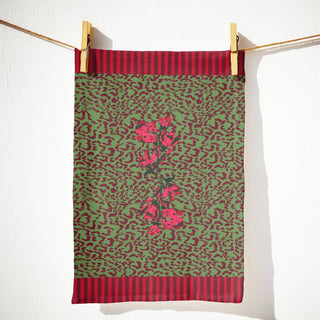 Olive Pink Floral Tea Towel, Carmen