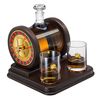 Casino Roulette Whiskey Decanter For Men Husband Him 67 6 Oz Decanter With 2 X 10OZ Dice Whiskey Gla