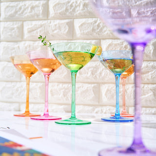 Colored Coupe Glasses Set Of 6 12 Oz Classic Cocktail Glassware For Champagne Martini Manhattan Cosm