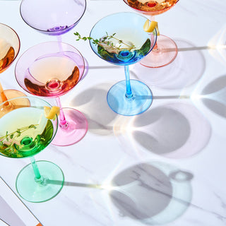 Colored Coupe Glasses Set Of 6 12 Oz Classic Cocktail Glassware For Champagne Martini Manhattan Cosm