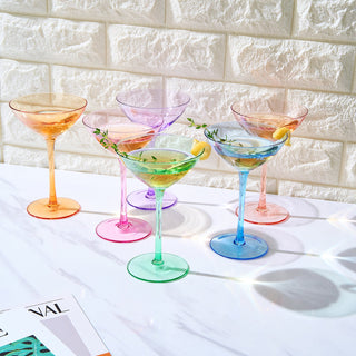 Colored Coupe Glasses Set Of 6 12 Oz Classic Cocktail Glassware For Champagne Martini Manhattan Cosm