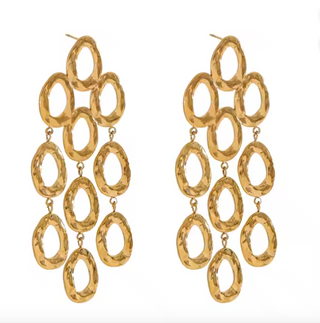 Waterproof Golden Raindrop Statement Chandelier Earrings - Gold