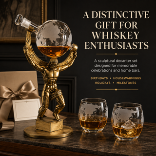 Atalas Bronze World Globe Whiskey Decanter Premium Barware Gift