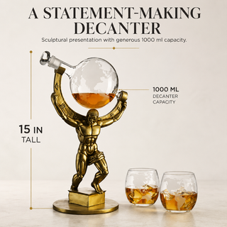 Atalas Bronze World Globe Whiskey Decanter Premium Barware Gift