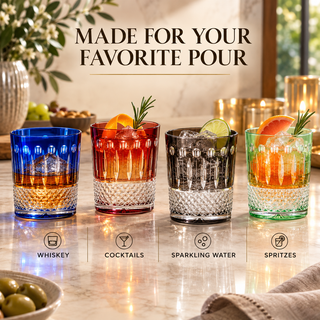Multicolor Crystal Italian Design Cups Set Of 4 Whiskey Glasses 8OZ 3 5 H By Venetia