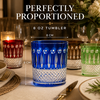 Multicolor Crystal Italian Design Cups Set Of 4 Whiskey Glasses 8OZ 3 5 H By Venetia