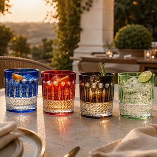 Multicolor Crystal Italian Design Cups Set Of 4 Whiskey Glasses 8OZ 3 5 H By Venetia