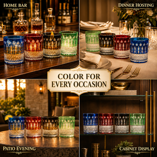 Multicolor Crystal Italian Design Cups Set Of 4 Whiskey Glasses 8OZ 3 5 H By Venetia