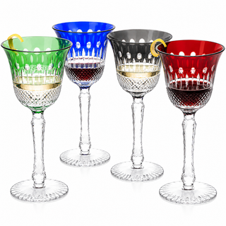 Multicolor Crystal Italian Design Glasses Set Of 4 Tall Wine Glasses 6 7OZ 7 7 H By
