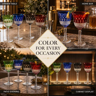 Multicolor Crystal Italian Design Glasses Set Of 4 Tall Wine Glasses 6 7OZ 7 7 H By
