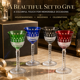 Multicolor Crystal Italian Design Glasses Set Of 4 Tall Wine Glasses 6 7OZ 7 7 H By