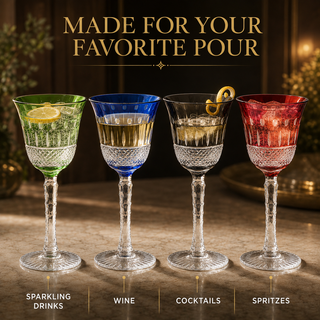 Multicolor Crystal Italian Design Glasses Set Of 4 Tall Wine Glasses 6 7OZ 7 7 H By