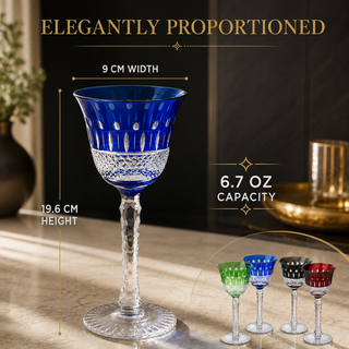 Multicolor Crystal Italian Design Glasses Set Of 4 Tall Wine Glasses 6 7OZ 7 7 H By