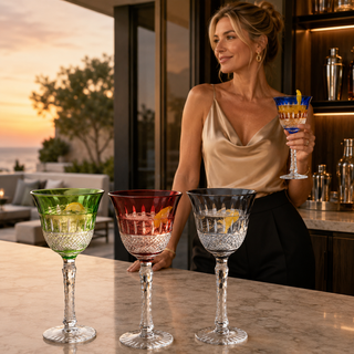 Multicolor Crystal Italian Design Glasses Set Of 4 Tall Wine Glasses 6 7OZ 7 7 H By