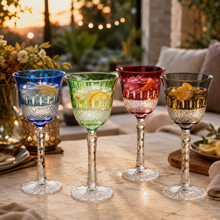 Multicolor Crystal Italian Design Glasses Set Of 4 Tall Wine Glasses 6 7OZ 7 7 H By