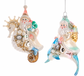 Coastal Santa Glass Ornament - Assortment