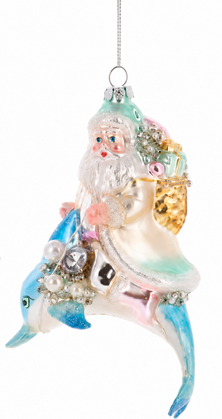 Coastal Santa Glass Ornament - Assortment