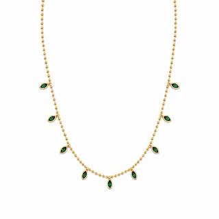 Beaded Emerald Marquise Necklace