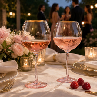 Colored Blush Pink Gilded Rim Wine Glassware Large 23OZ Cocktail Champagne Glasses 2 Set Vibrant Col