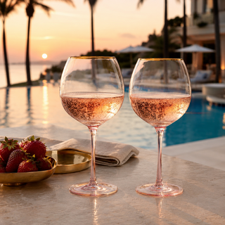 Colored Blush Pink Gilded Rim Wine Glassware Large 23OZ Cocktail Champagne Glasses 2 Set Vibrant Col
