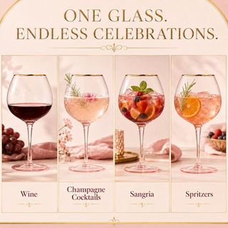 Colored Blush Pink Gilded Rim Wine Glassware Large 23OZ Cocktail Champagne Glasses 2 Set Vibrant Col