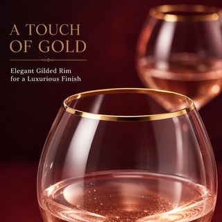 Colored Blush Pink Gilded Rim Wine Glassware Large 23OZ Cocktail Champagne Glasses 2 Set Vibrant Col