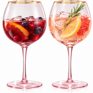 Colored Blush Pink Gilded Rim Wine Glassware Large 23OZ Cocktail Champagne Glasses 2 Set Vibrant Col