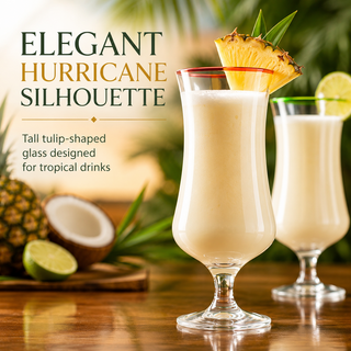 Hurricane Glasses Large 17OZ Pina Colada Set Of 4 Tropical Cocktail Tall Stemmed Crystal Glassware P