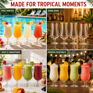 Set Of 4 Pina Colada Hurricane Glasses 14OZ By Cocktail Glasses Set Pina Colada Glas