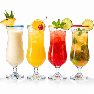Hurricane Glasses Large 17OZ Pina Colada Set Of 4 Tropical Cocktail Tall Stemmed Crystal Glassware P