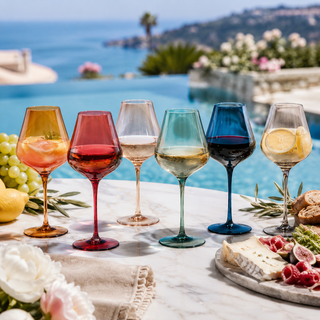 Colored Crystal Wine Glass Set Of 6 Gift For Mothers Day Her Wife Mom Friend Large 20 Oz