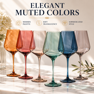 Colored Crystal Wine Glass Set Of 6 Gift For Mothers Day Her Wife Mom Friend Large 20 Oz