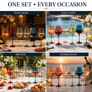 Colored Crystal Wine Glass Set Of 6 Gift For Mothers Day Her Wife Mom Friend Large 20 Oz