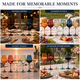 Colored Crystal Wine Glass Set Of 6 Gift For Mothers Day Her Wife Mom Friend Large 20 Oz