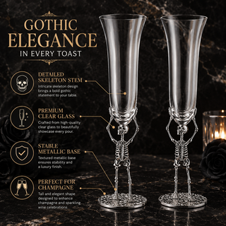 Stemmed Skeleton Champagne Flute Glass Set Of 2 7 5OZ Halloween Skeleton Glasses 10 H Goth Gifts Ske