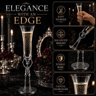 Skeleton Champagne Flute Glass Single 7 5OZ Halloween Skeleton Glasses 10 H Goth Gifts Skeleton Gift