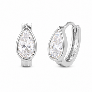 Pear Bezel Mini Hoop