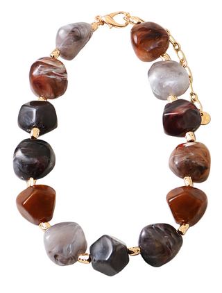 Chunky Beaded Necklace - Brown