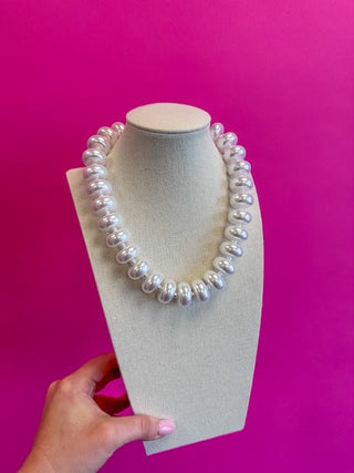 Circle Bauble Ball Necklace - Pearl