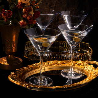 Crystal Martini Glass Set Of 4 10OZ Classic Luxury Cocktail With Bar Spoon Olive Picks Premium Hand