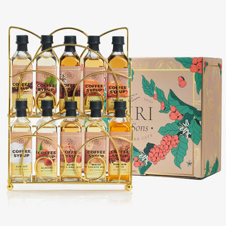 Gourmet Coffee Syrup Rack Gift Set Includes Display Rack Flavored Coffees Sweetener 10 50ML Coffee S