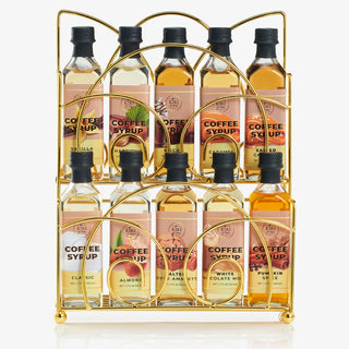 Gourmet Coffee Syrup Rack Gift Set Includes Display Rack Flavored Coffees Sweetener 10 50ML Coffee S
