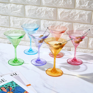 Colored Coupe Glasses Set Of 6 7 Oz Classic Cocktail Glassware For Champagne Martini Manhattan Cosmo
