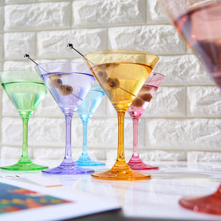 Colored Coupe Glasses Set Of 6 7 Oz Classic Cocktail Glassware For Champagne Martini Manhattan Cosmo