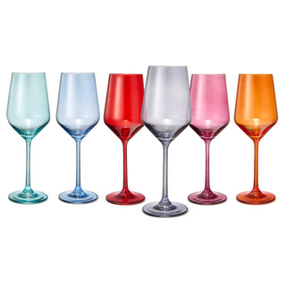 Colored New Wine Glass Set Large 12 Oz Glasses Set Of 6 Unique Italian Style Tall Stemmed For White
