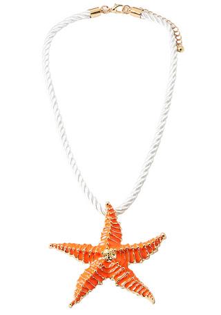 Cord Necklace - Star Fish - Orange