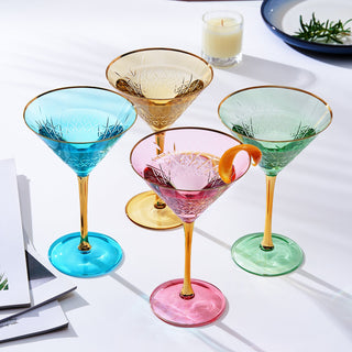 Gold Rimmed Crystal Martini Glasses 10 Oz Set Of 4 Classic Martini Glasses For Cocktails Wine Champa